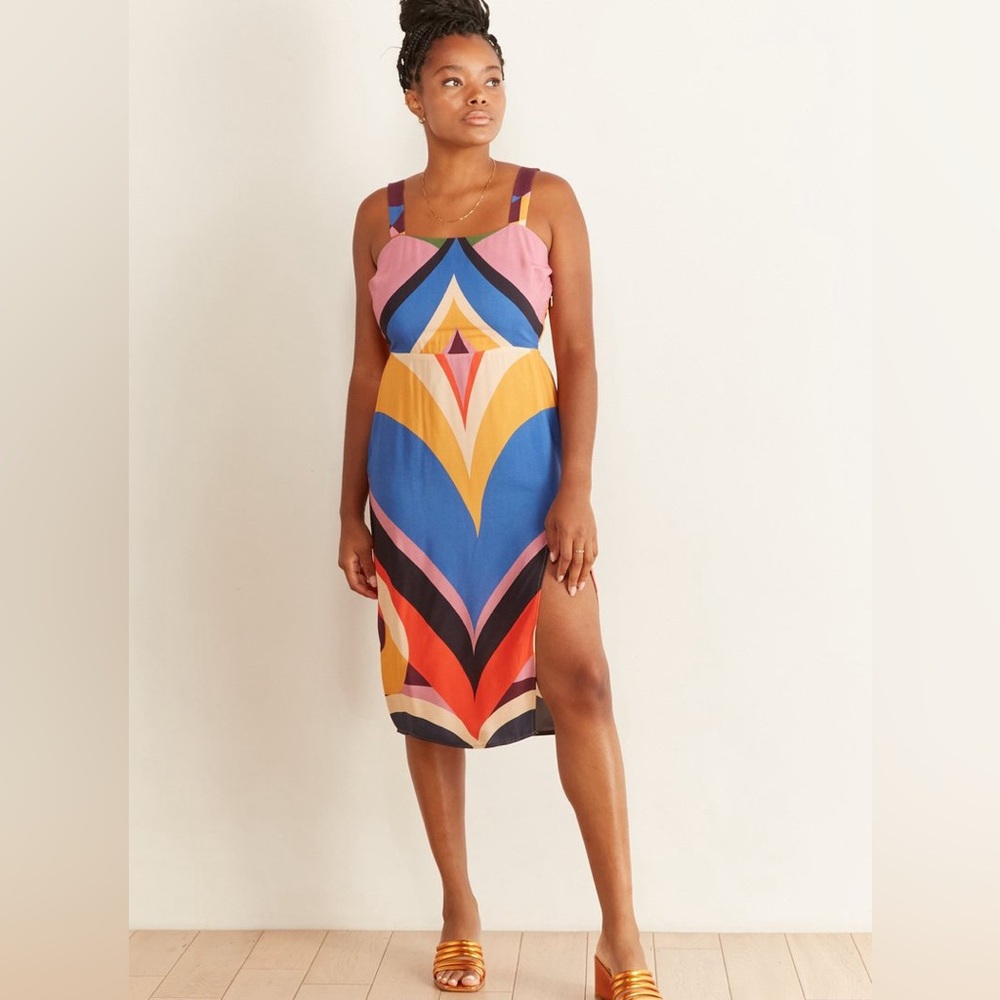 Farm Rio Graphic Heart Slip Midi Dress